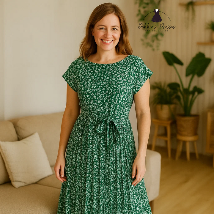 Anabelle - Floral Pleated Midi Dress